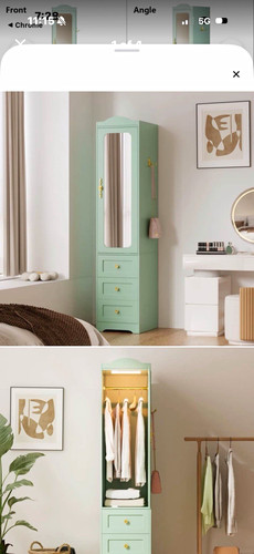 Green freestanding wardrobe - freestanding,